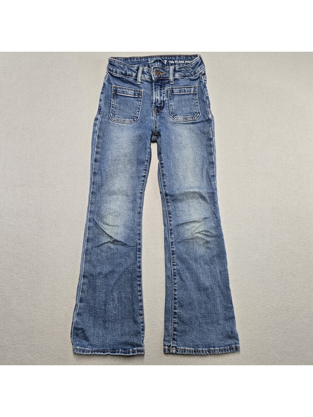 Gap Kids 70s Flare High Rise Jean Girls Size 7 Medium Blue Stretch